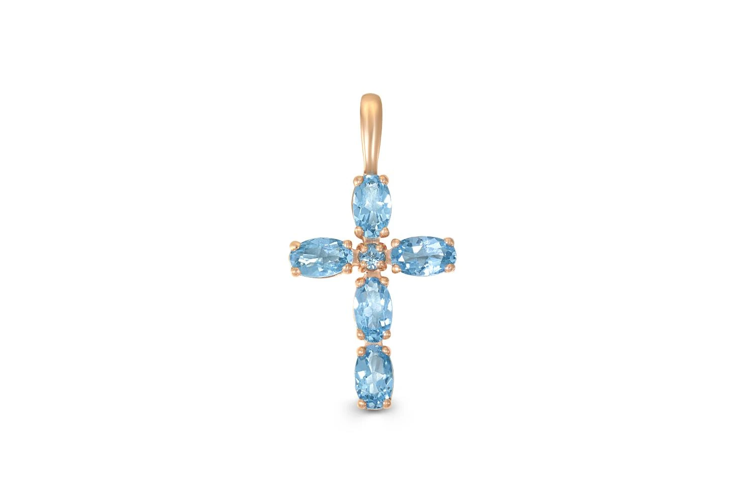 Крест из красного золота с 6 топазами swiss