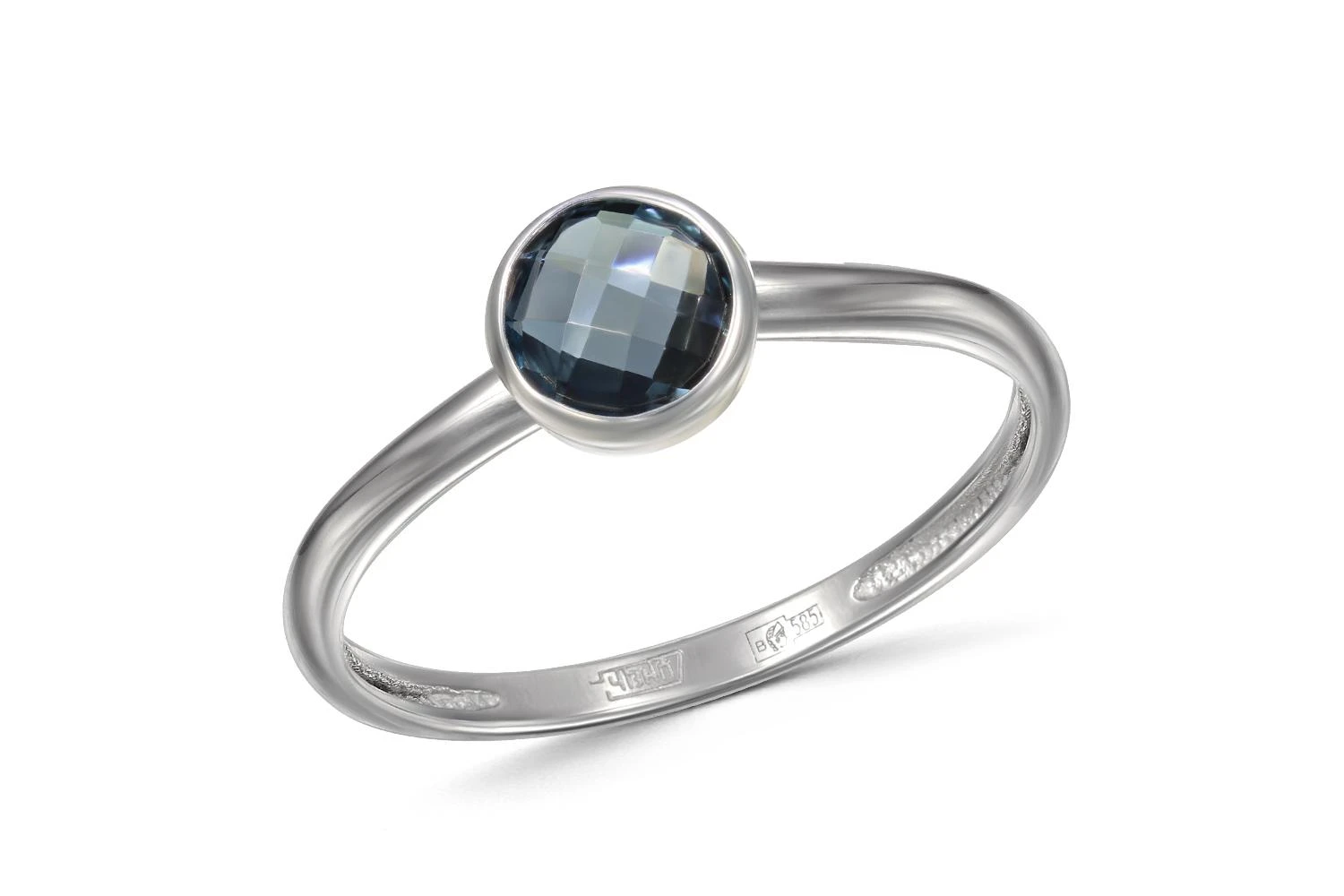 Кольцо из белого золота с топазом лондон