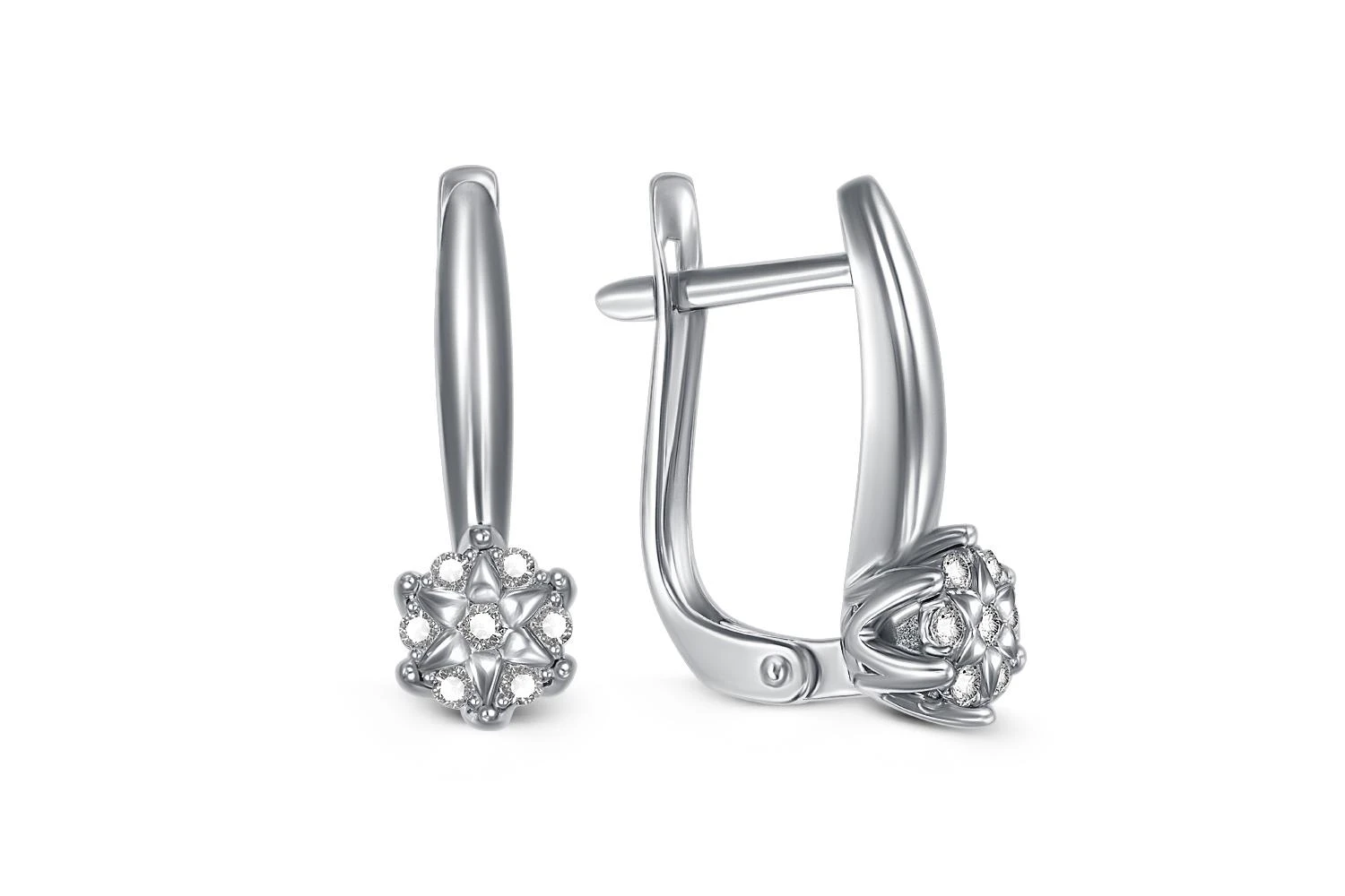 Серьги Малинки из белого золота с 14 бриллиантами