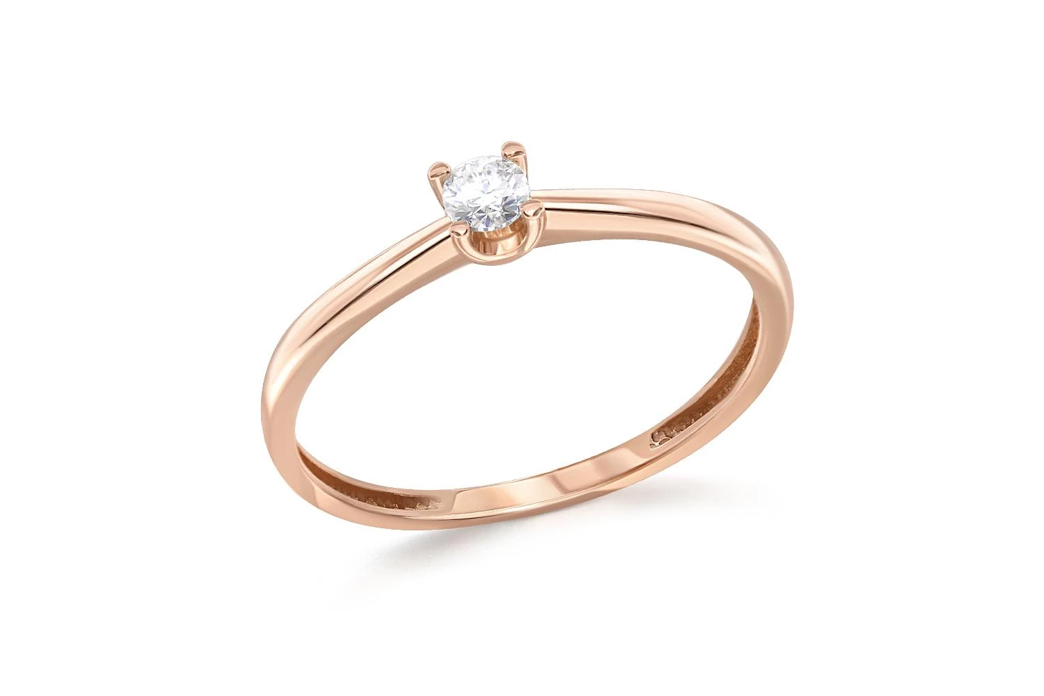 Кольцо из красного золота с муассанитом