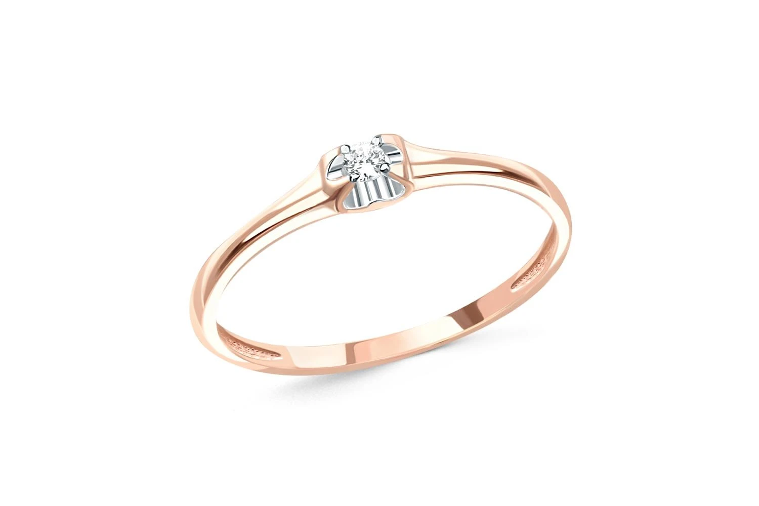 Кольцо из красного золота с фианитом