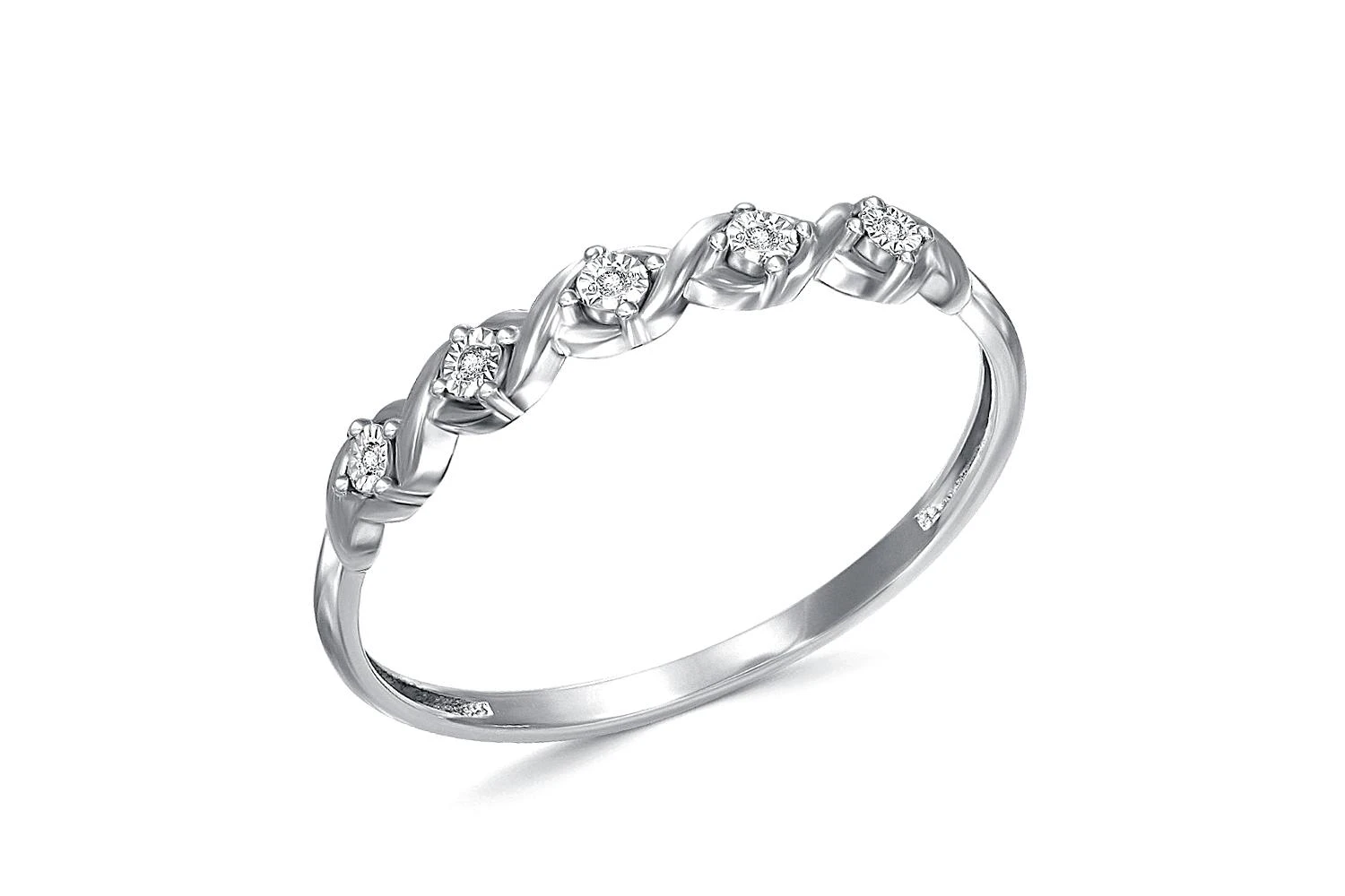 Кольцо Дорожка из белого золота с 5 бриллиантами