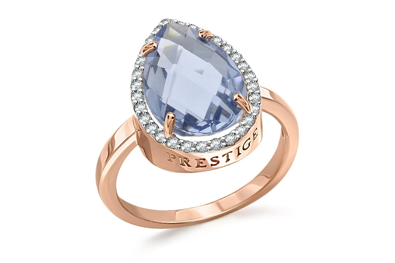 Кольцо из красного золота с наноситалом и 30 фианитами