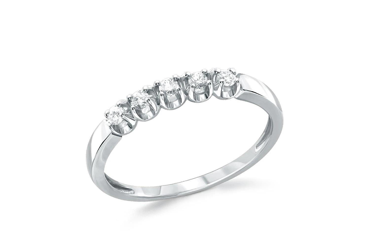 Кольцо Дорожка из белого золота с 5 муассанитами