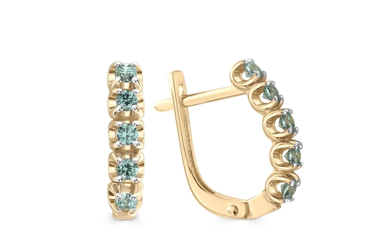 Серьги Дорожки из жёлтого золота с 10 циркониями