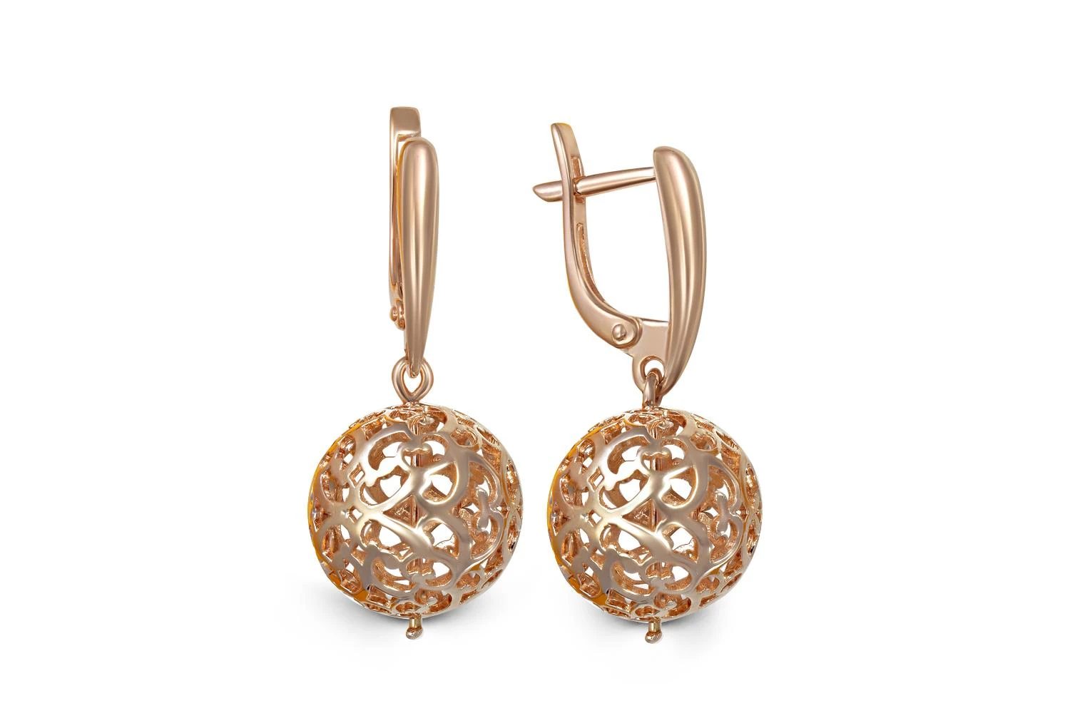 Серьги Шары из красного золота без вставок