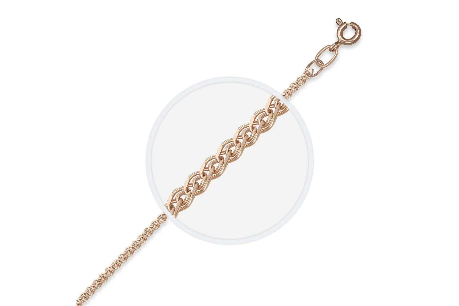 Цепь плетение нонна ⌀ нити 0,35 мм  из красного золота