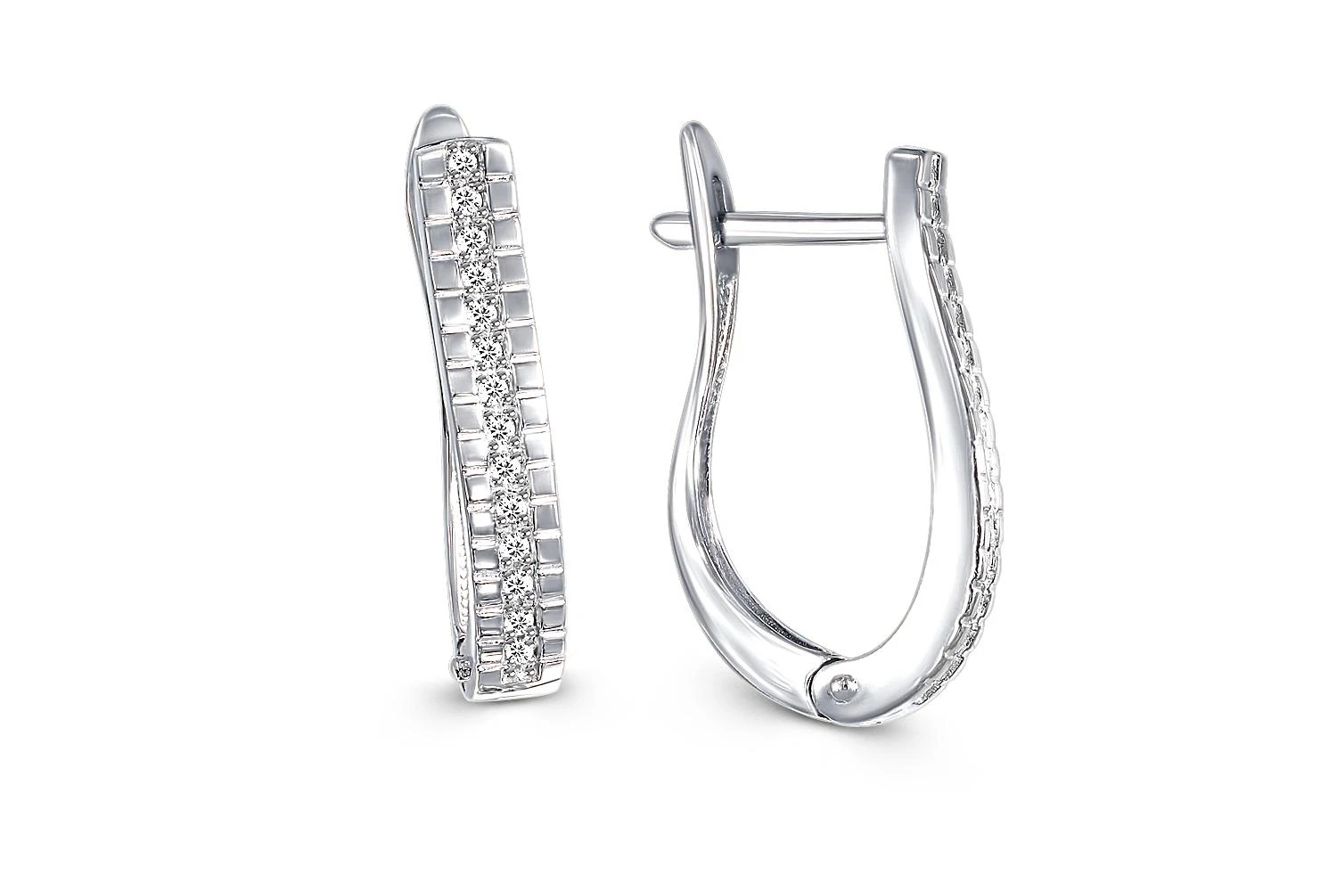 Серьги Дорожки из белого золота с 28 бриллиантами