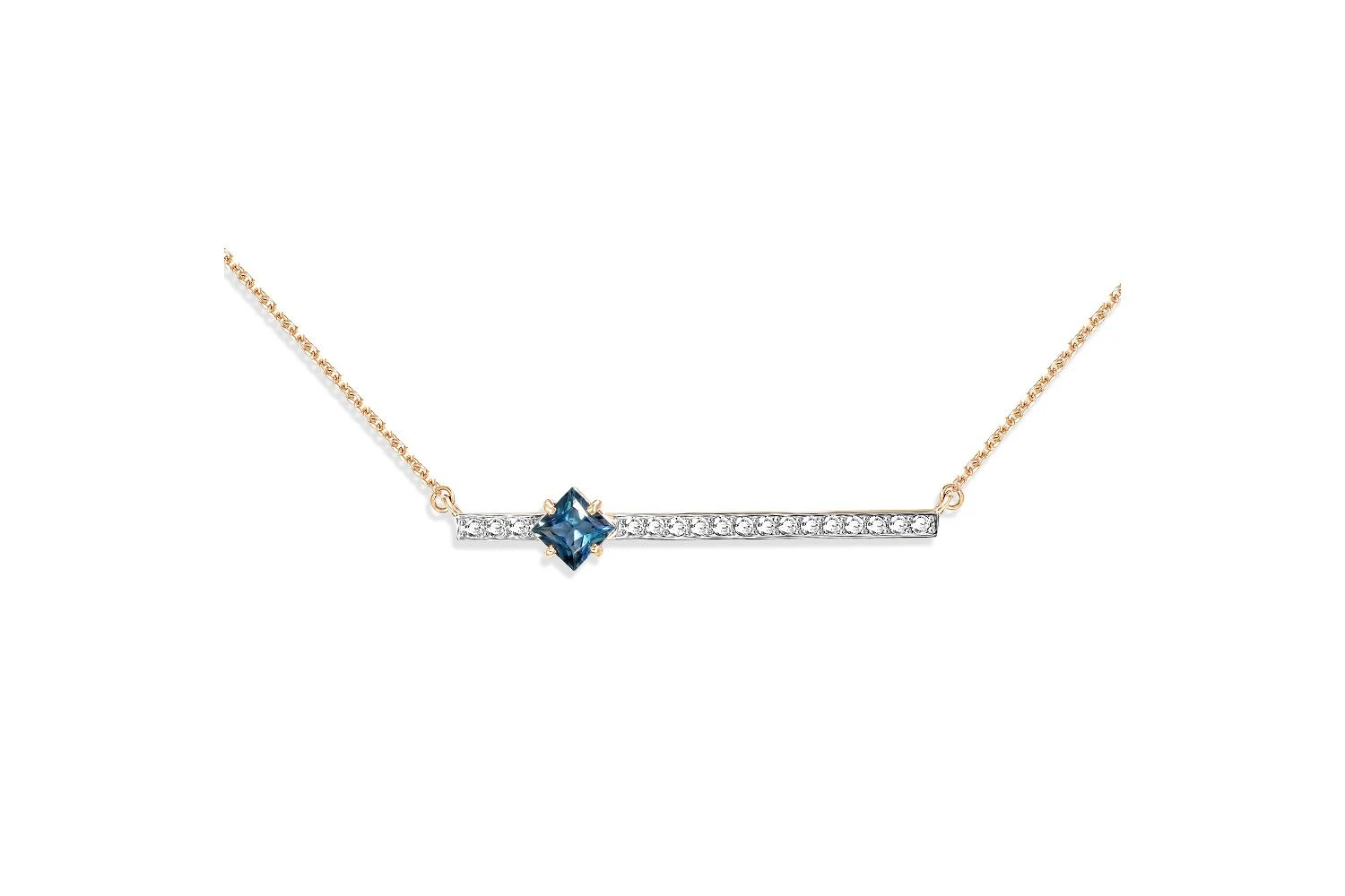 Колье Дорожка из красного золота с топазом лондон и 17 фианитами