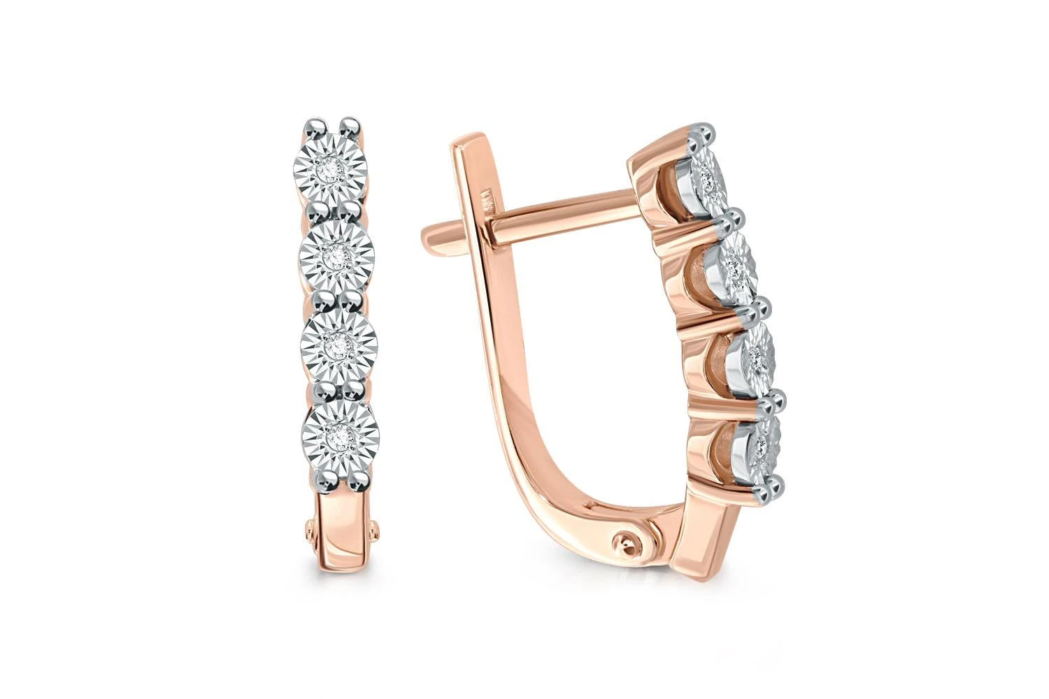 Серьги Дорожки из красного золота с 8 бриллиантами