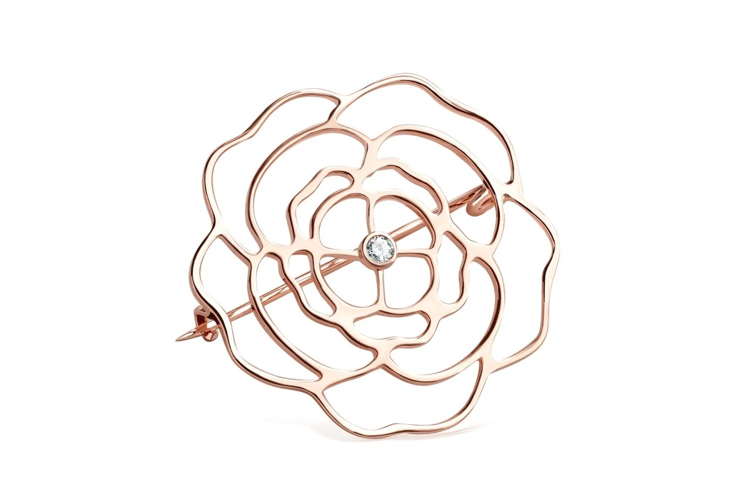 Брошь из красного золота с фианитом