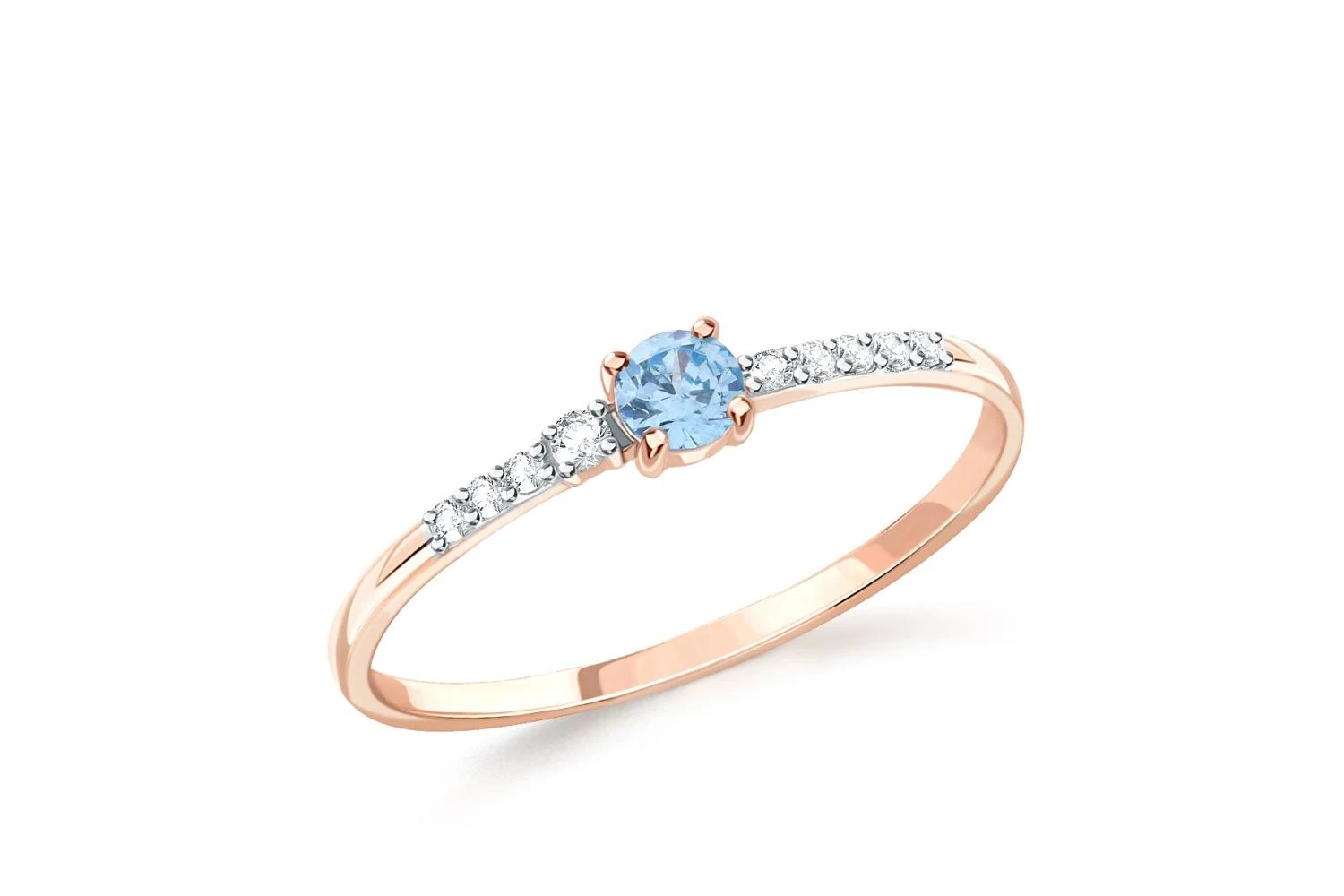 Кольцо из красного золота с 10 фианитами