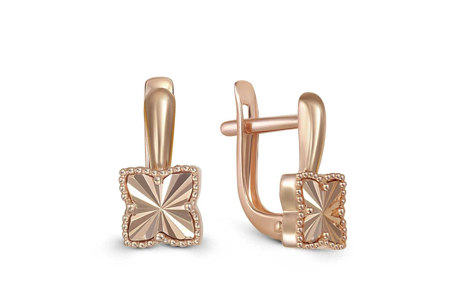 Серьги Цветы из красного золота без вставок