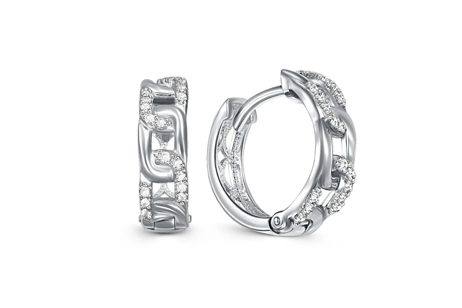Серьги из белого золота с 36 фианитами