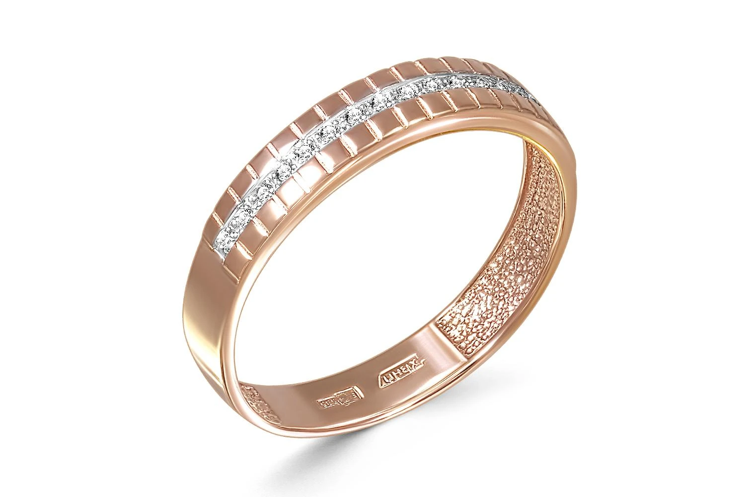 Кольцо Дорожка из красного золота с 17 фианитами