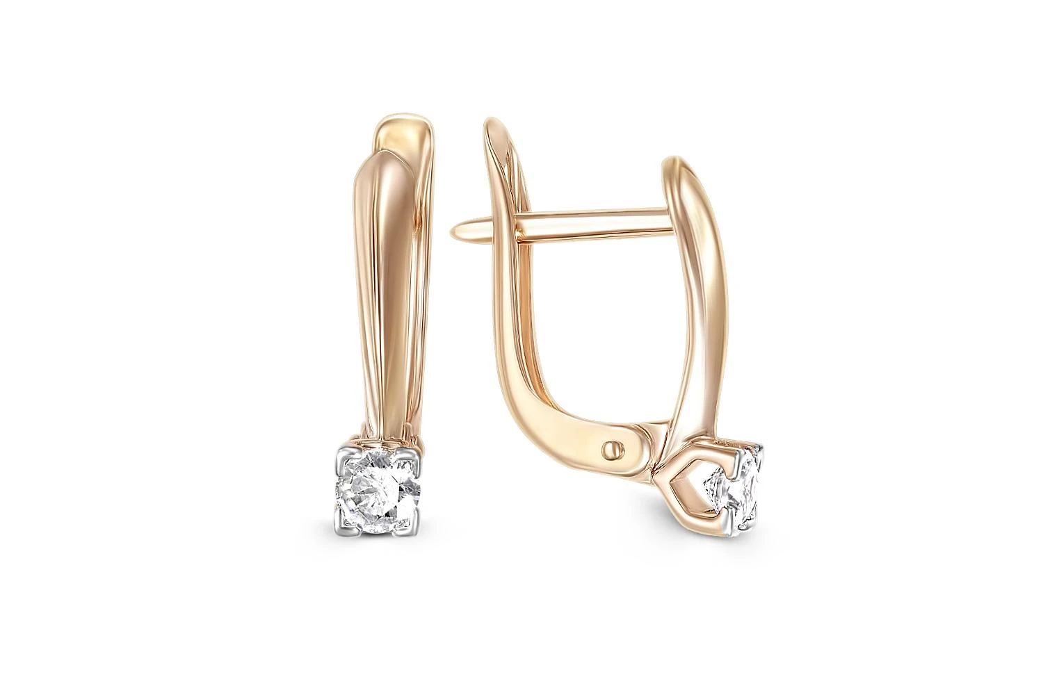 Серьги из красного золота с 2 бриллиантами