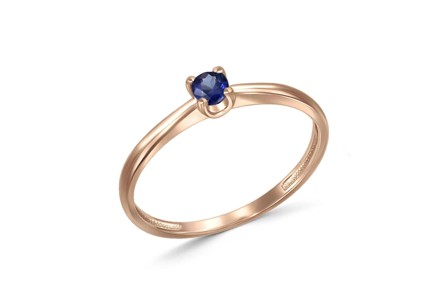 Кольцо из красного золота с сапфиром