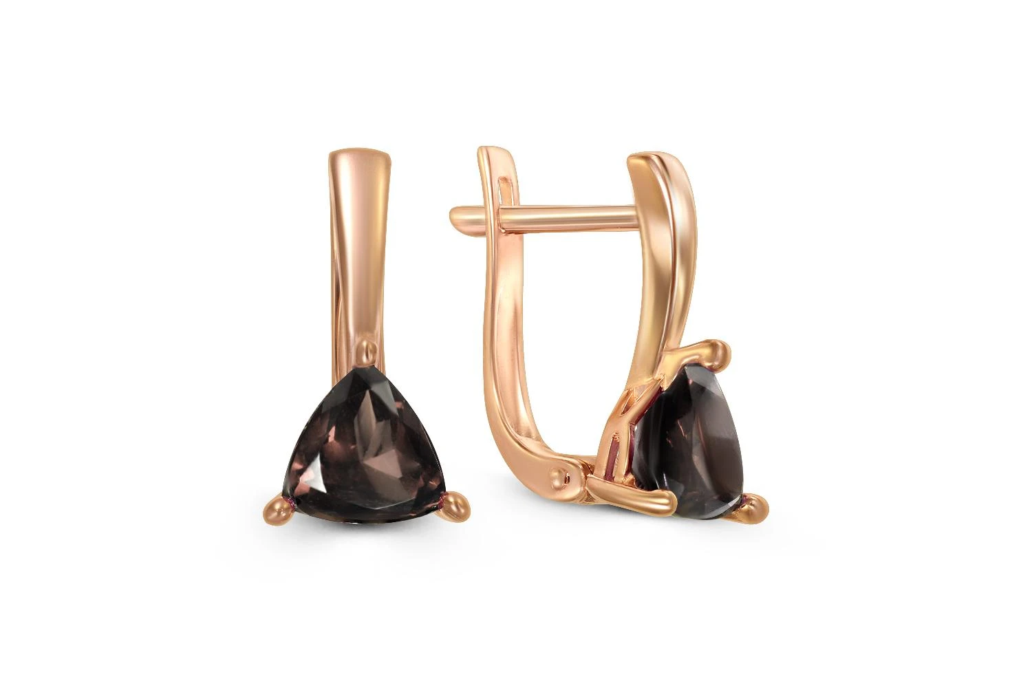 Серьги из красного золота с 2 раухтопазами