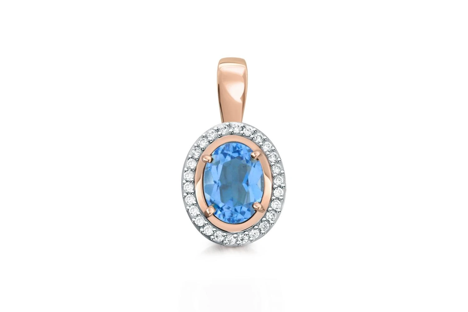 Подвеска из красного золота с топазом swiss и 26 фианитами