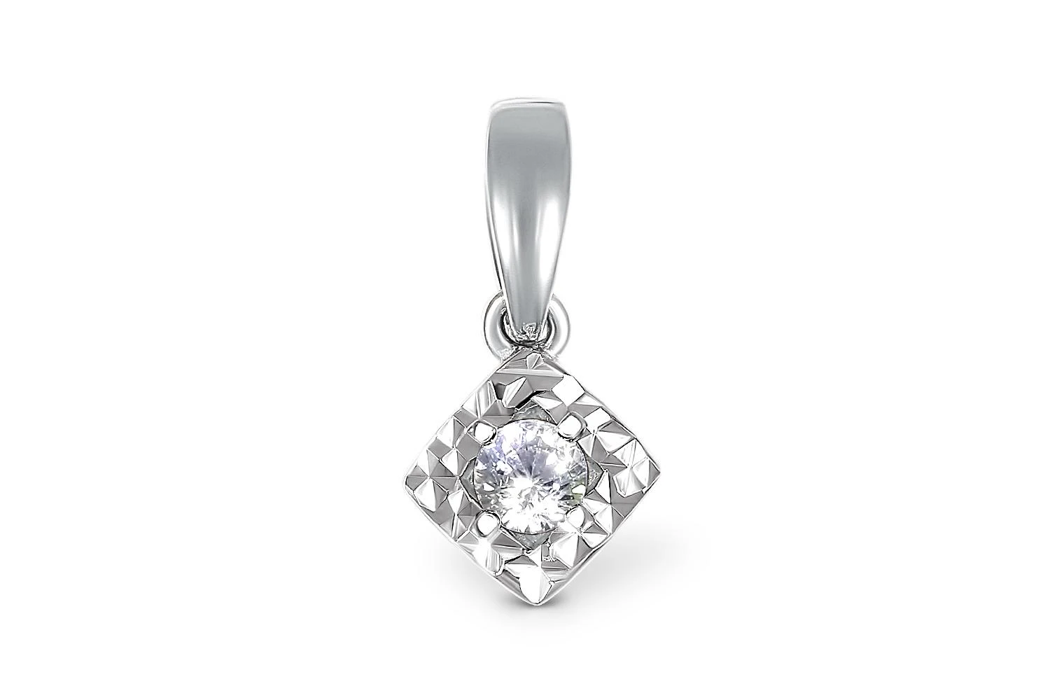 Подвеска Квадрат из белого золота с бриллиантом