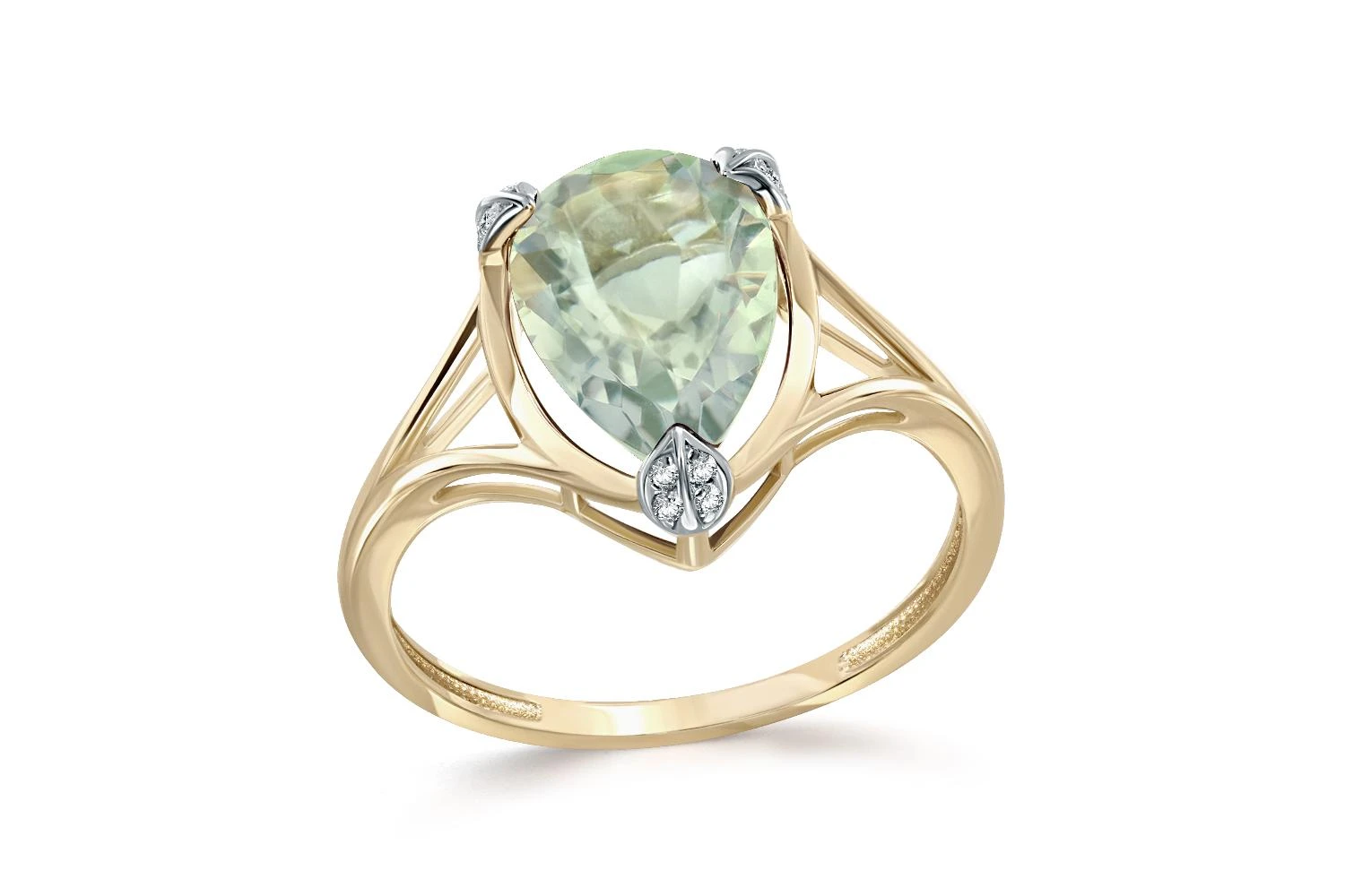 Кольцо из жёлтого золота с аметистом и 12 фианитами