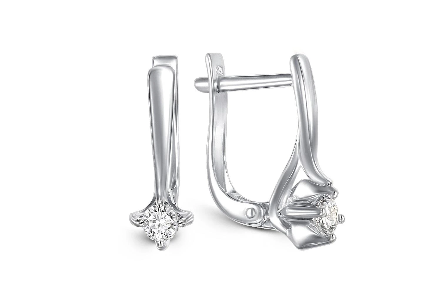 Серьги из белого золота с 2 бриллиантами