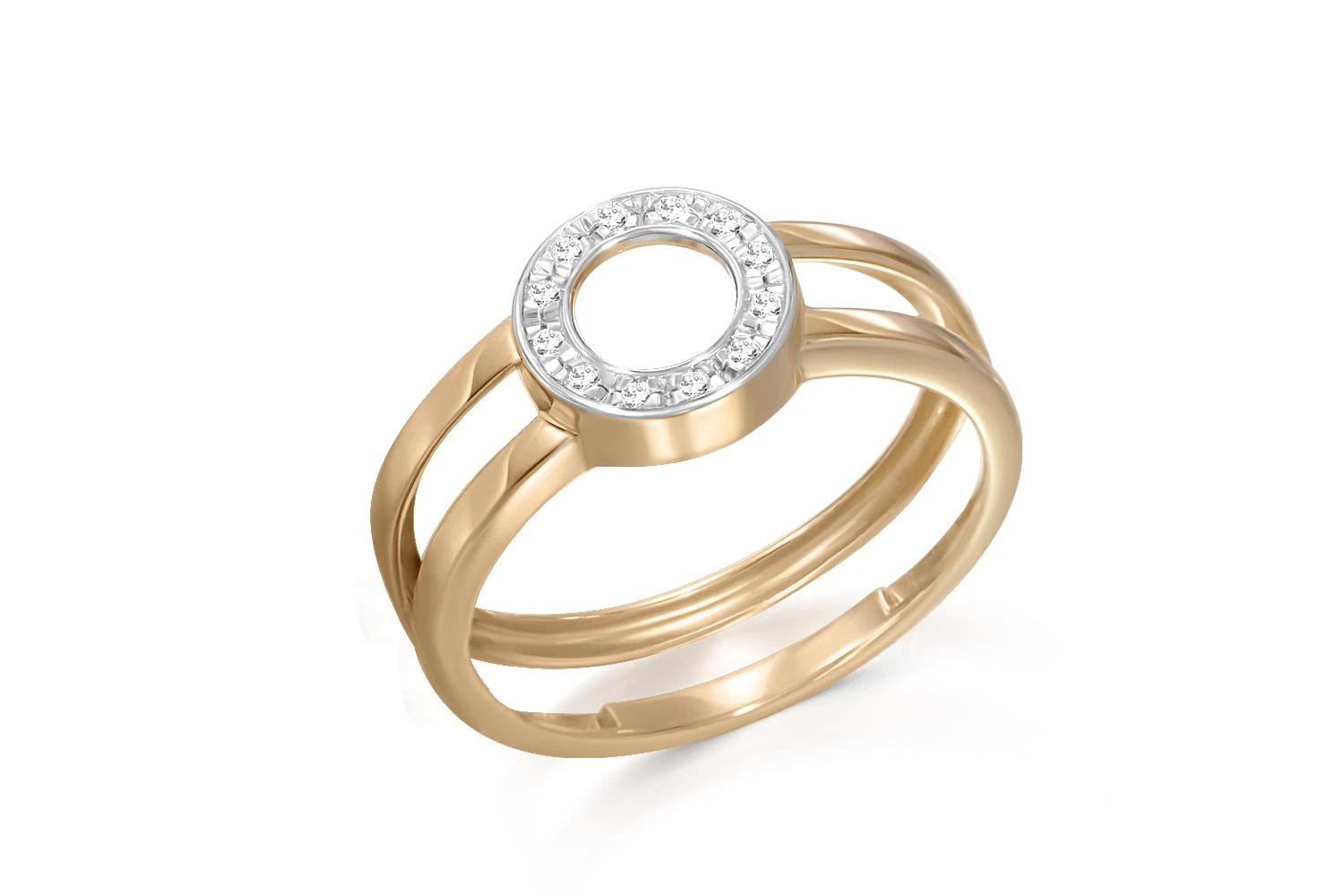 Кольцо Круг из жёлтого золота с 12 фианитами