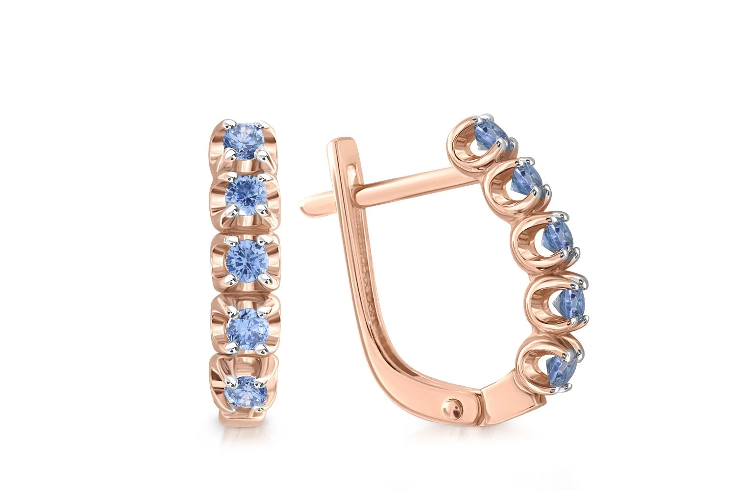 Серьги Дорожки из красного золота с 10 циркониями