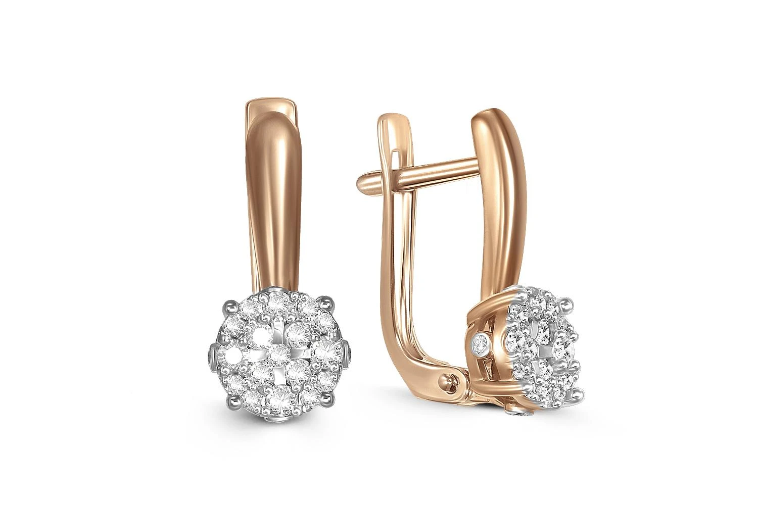 Серьги Малинки из красного золота с 40 бриллиантами