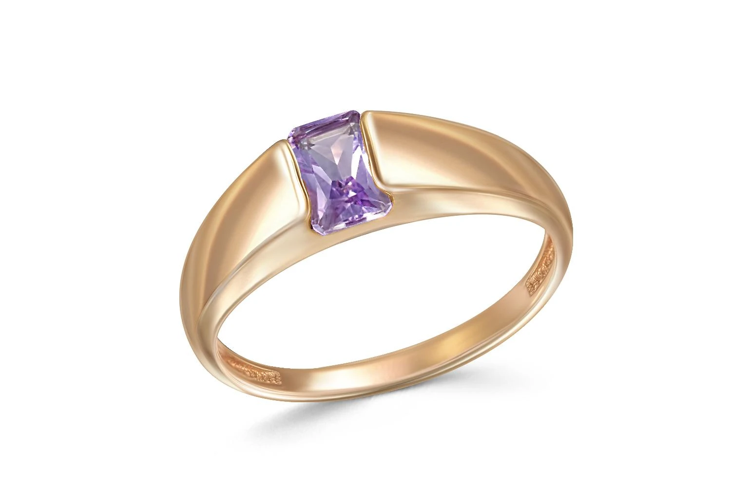 Кольцо из красного золота с аметистом