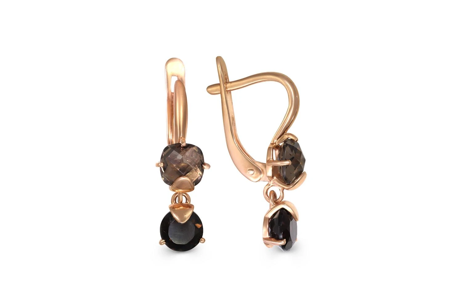 Серьги из красного золота с 4 раухтопазами