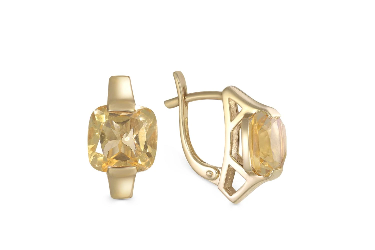 Серьги из жёлтого золота с 2 цитринами