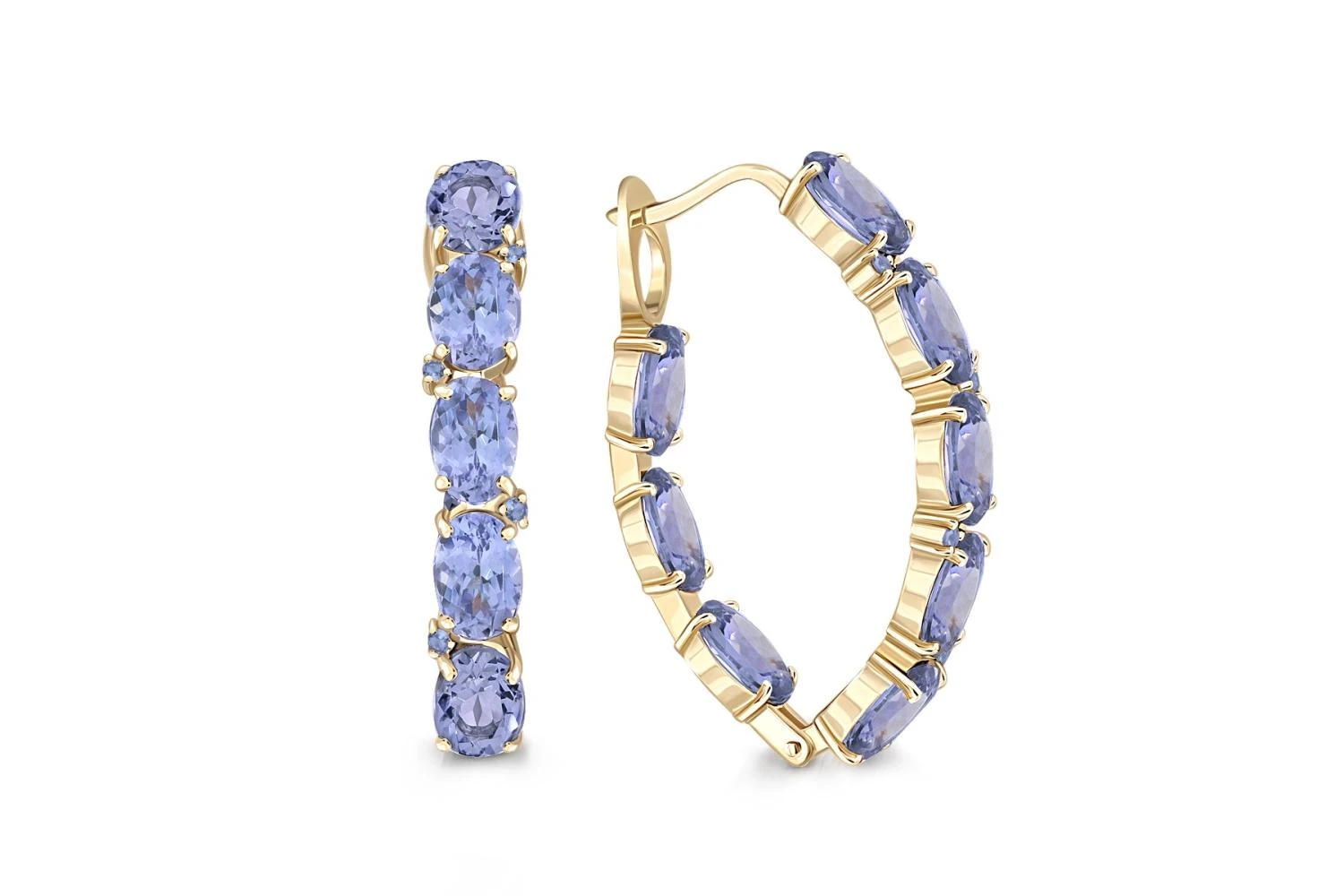 Серьги из жёлтого золота с 24 танзанитами