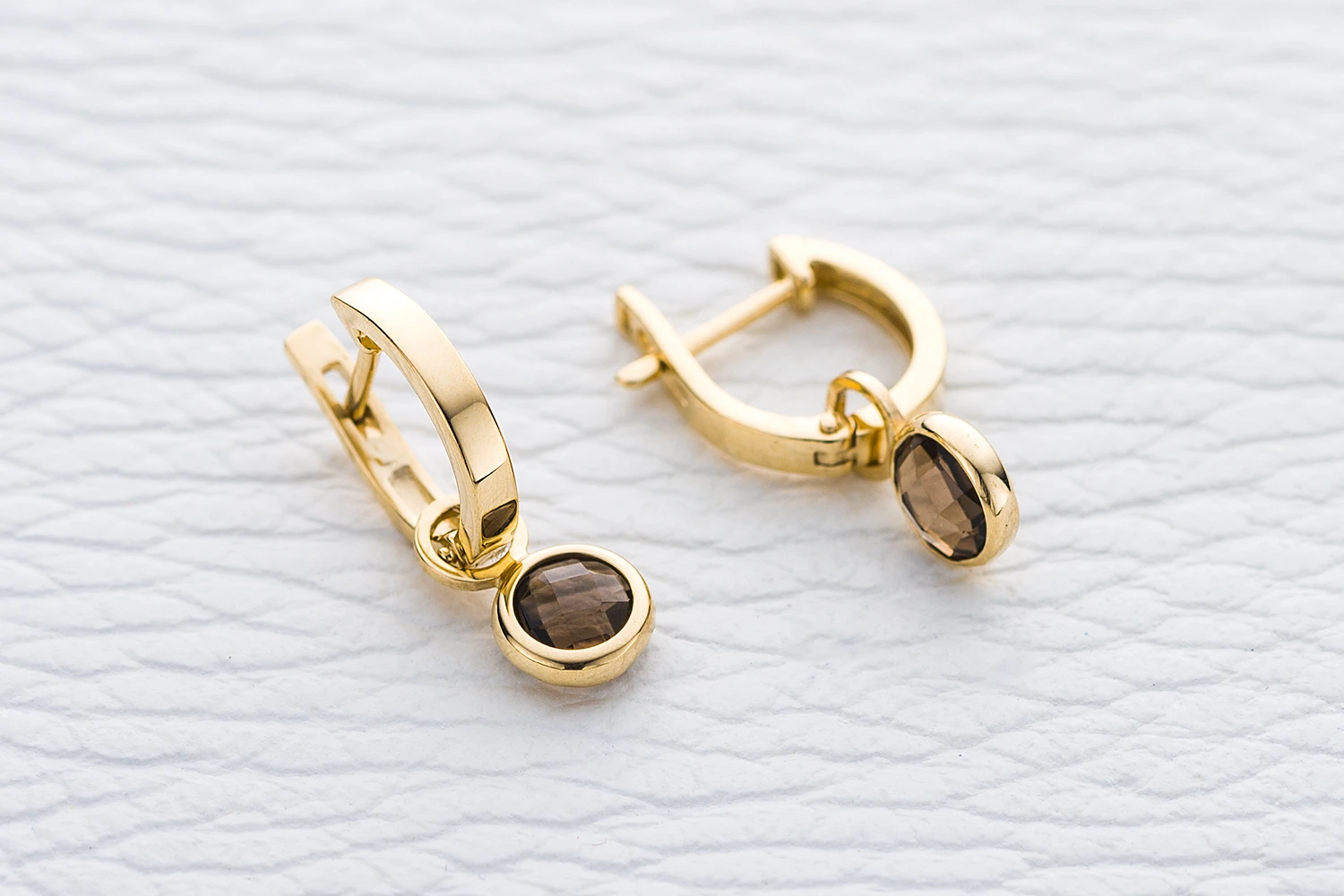 Серьги-трансформеры из жёлтого золота с 2 раухтопазами