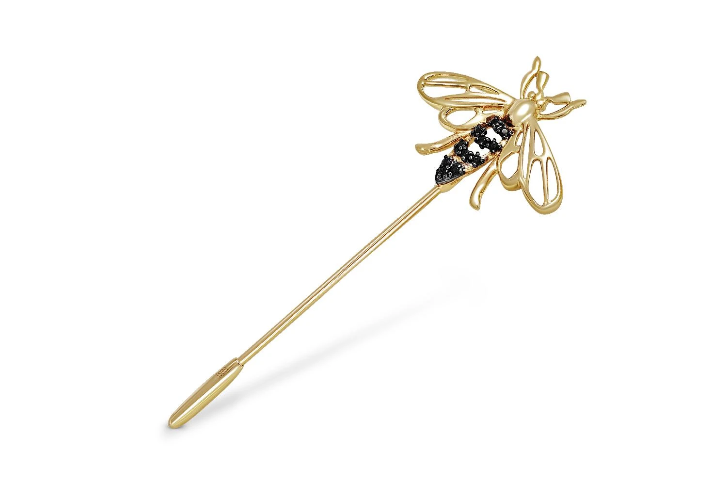 Брошь Пчела из жёлтого золота с 11 фианитами