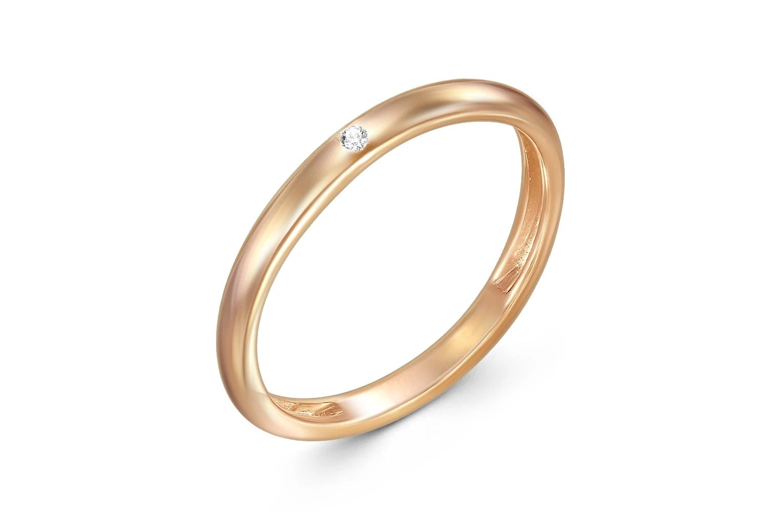 Обручальное кольцо из красного золота с бриллиантом