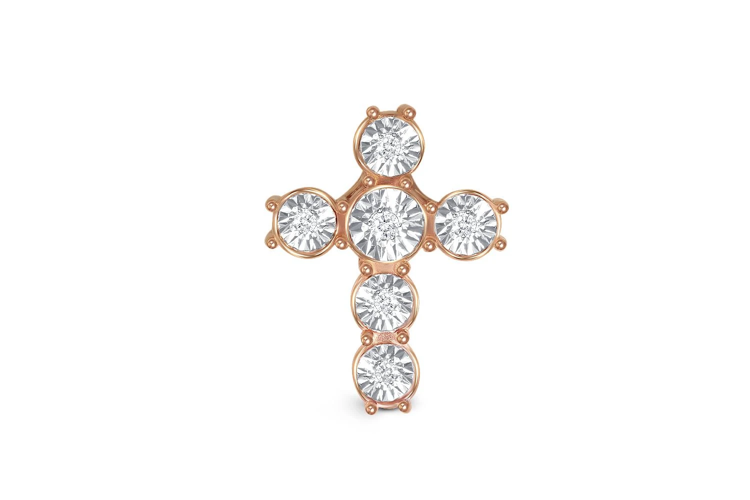 Подвеска Крест из красного золота с 6 бриллиантами