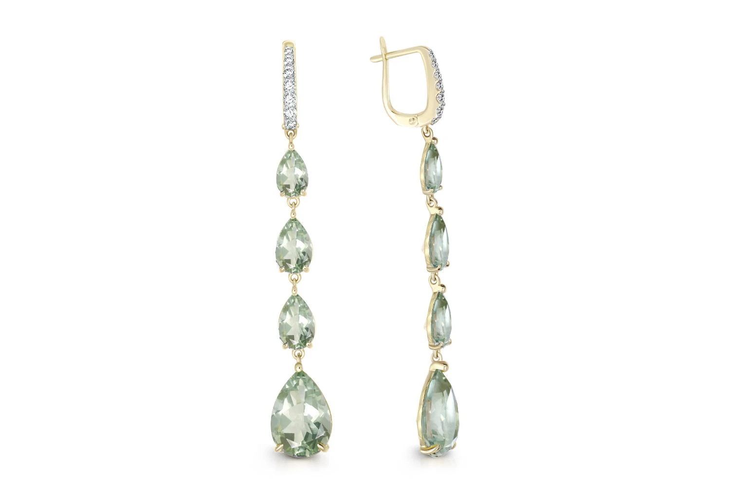 Серьги из жёлтого золота с 8 аметистами и 14 сапфирами