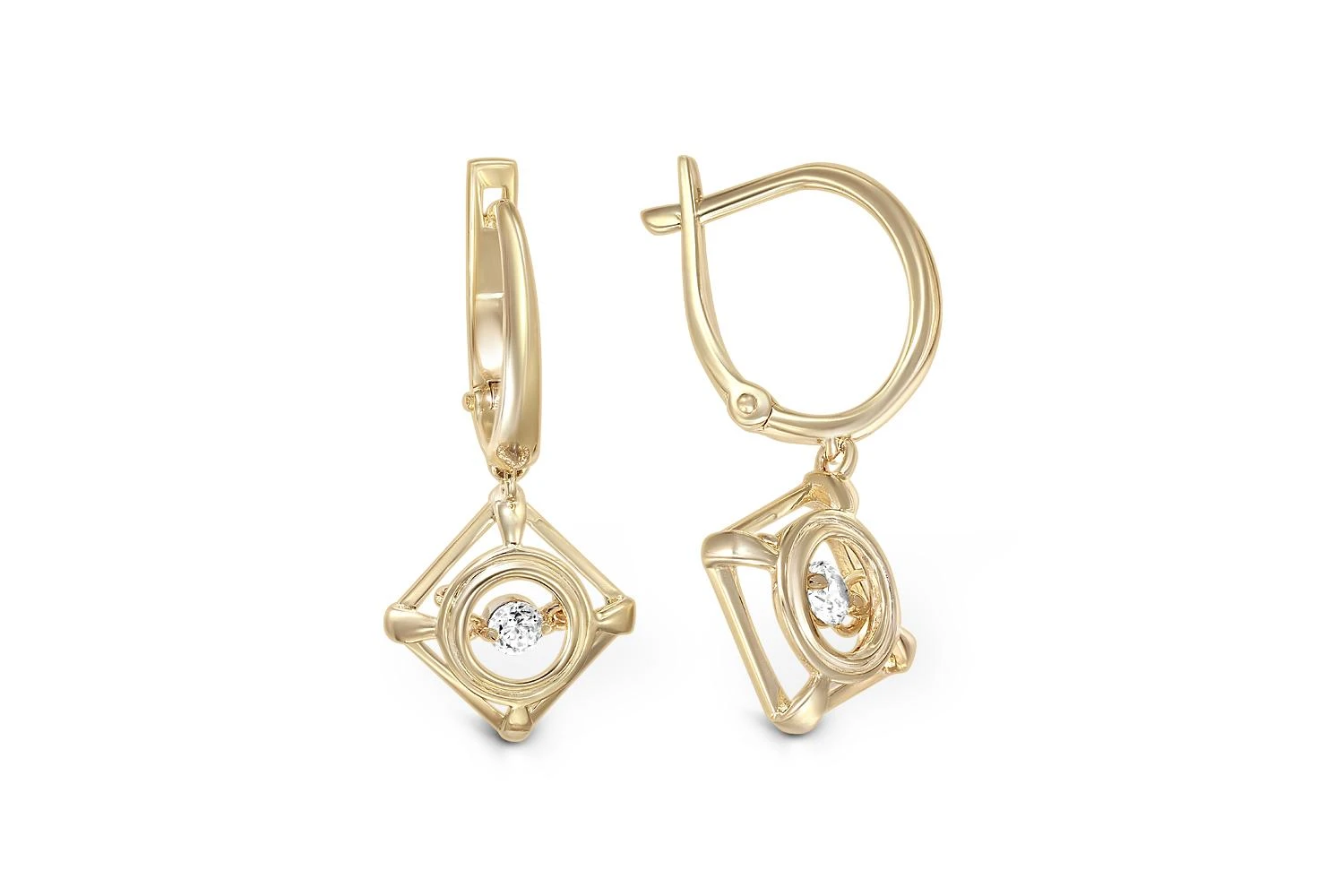 Серьги из жёлтого золота с 2 фианитами