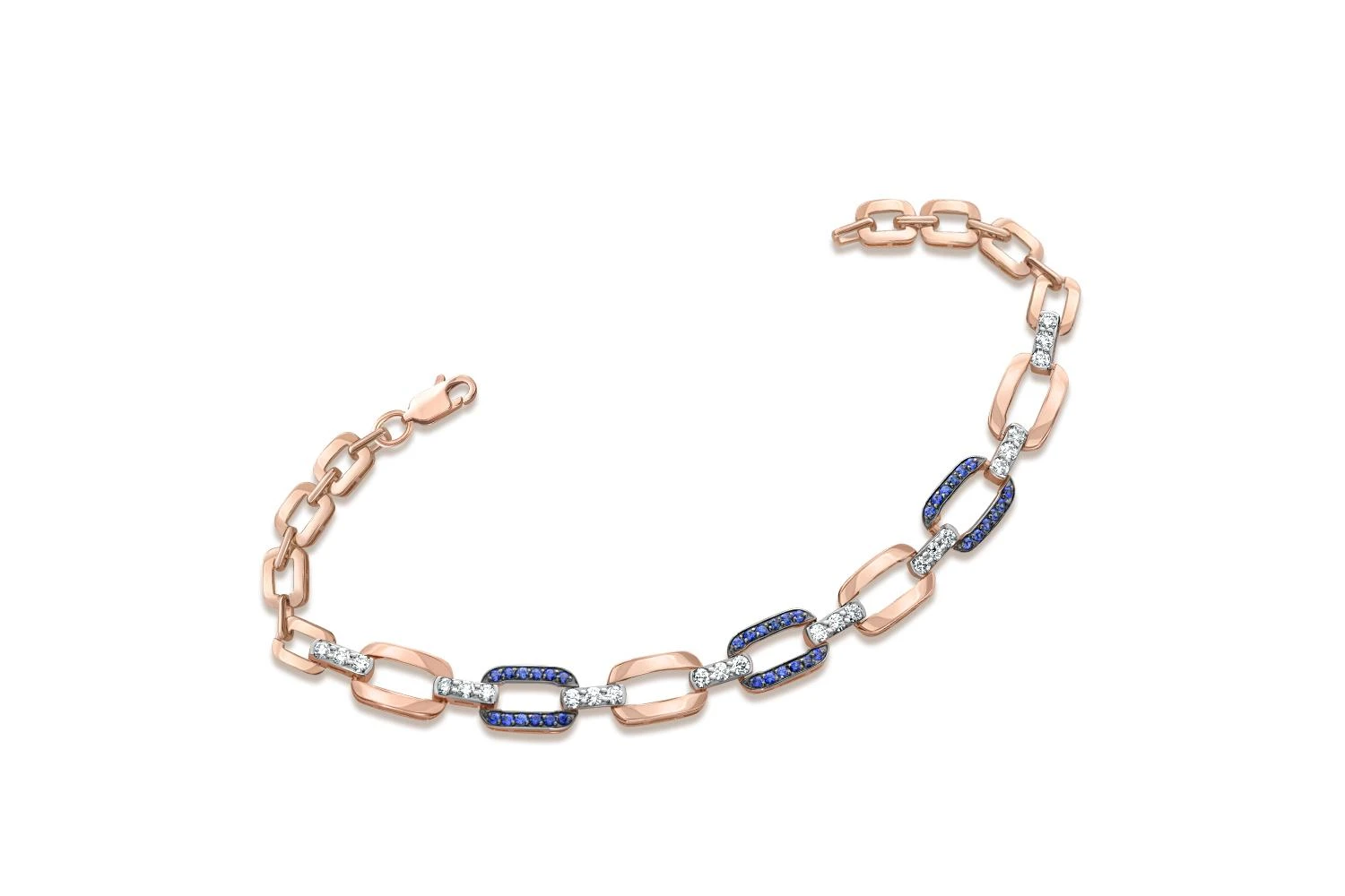 Браслет из красного золота с 24 бриллиантами и 36 сапфирами