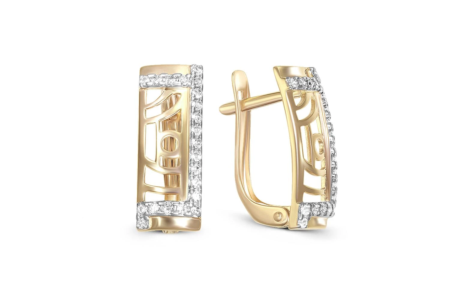 Серьги из жёлтого золота с 42 фианитами