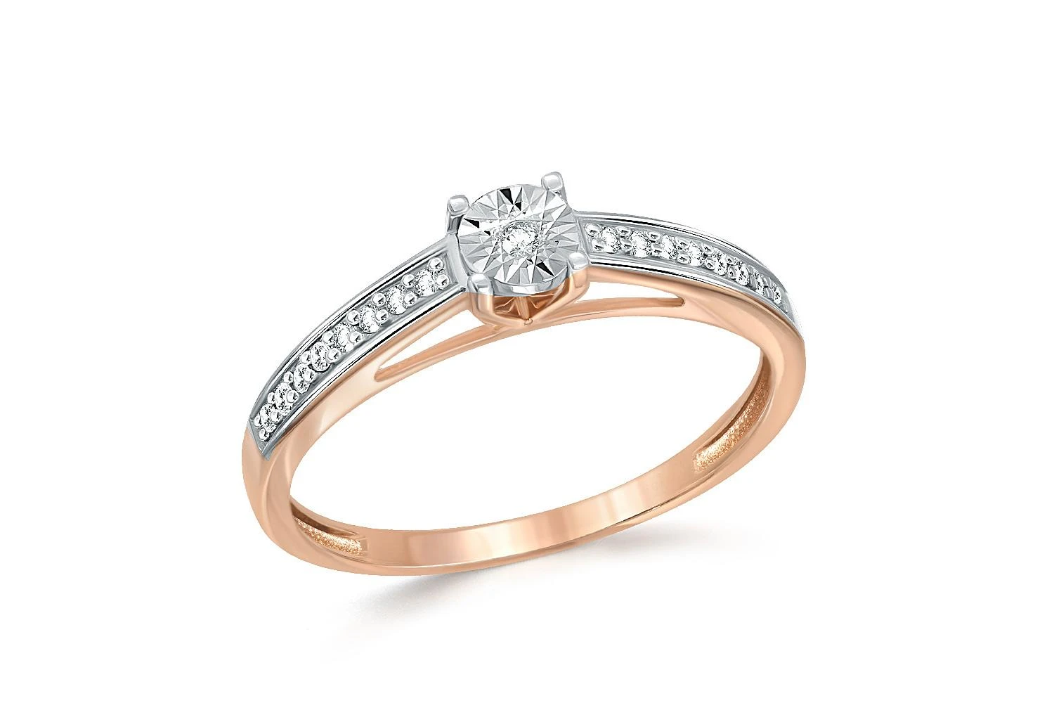 Кольцо из красного золота с 17 бриллиантами