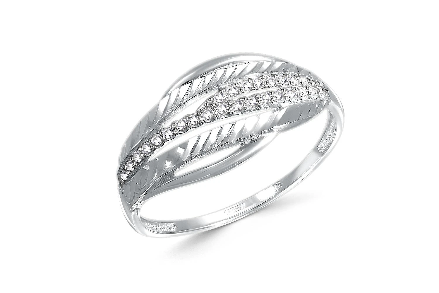 Кольцо из белого золота с 26 фианитами