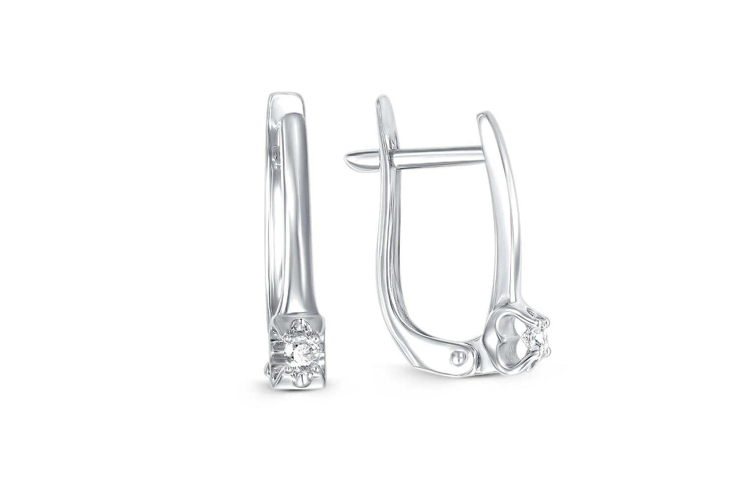 Серьги из белого золота с 2 бриллиантами