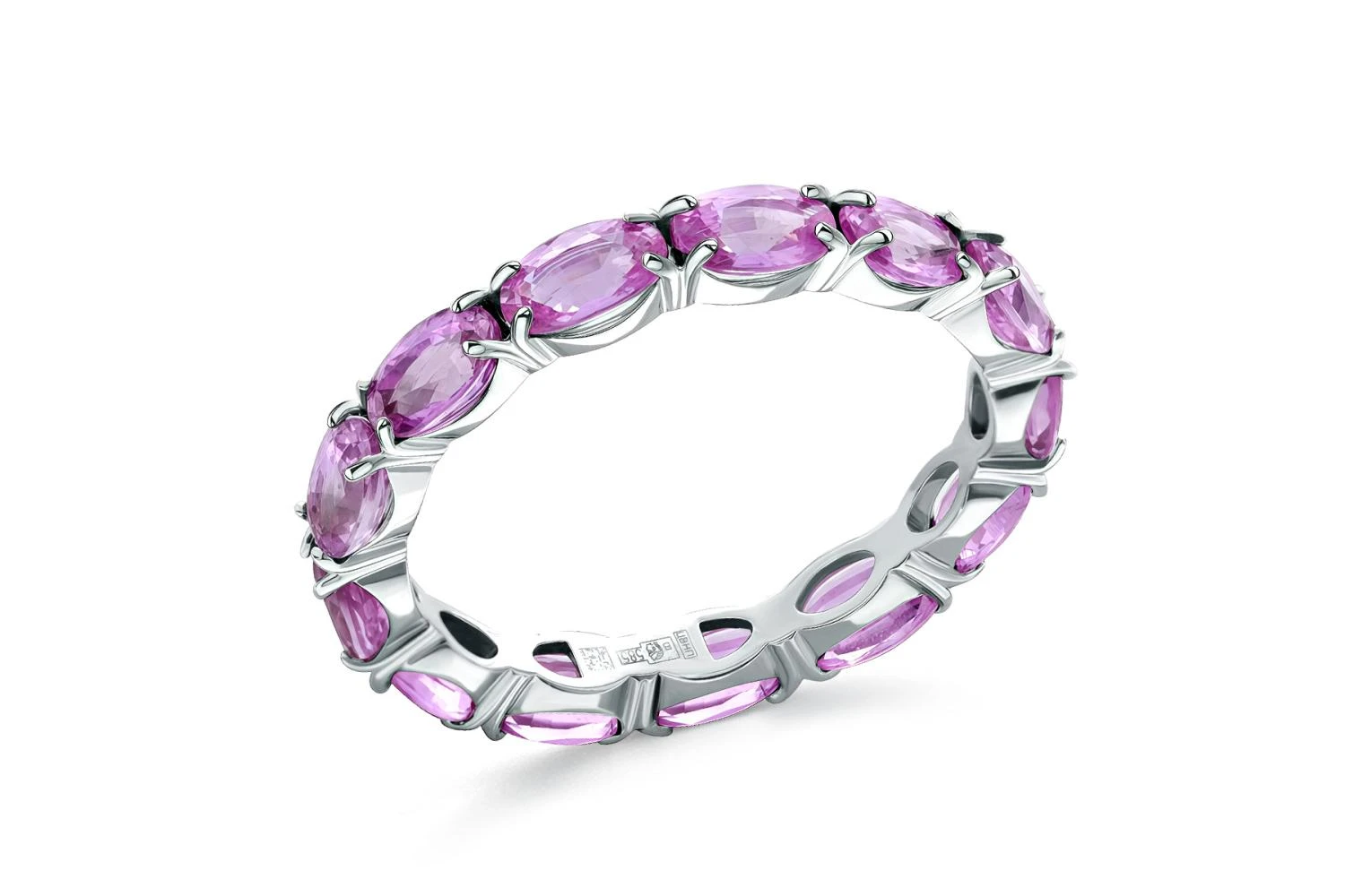 Кольцо из белого золота с 13 сапфирами