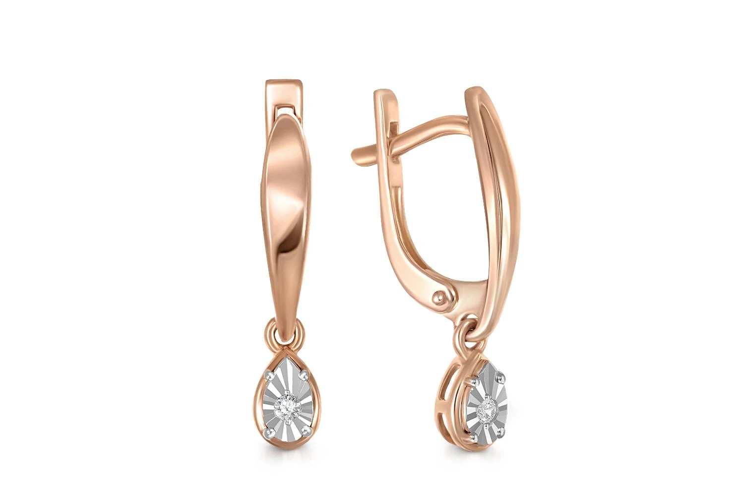 Серьги из красного золота с 2 бриллиантами