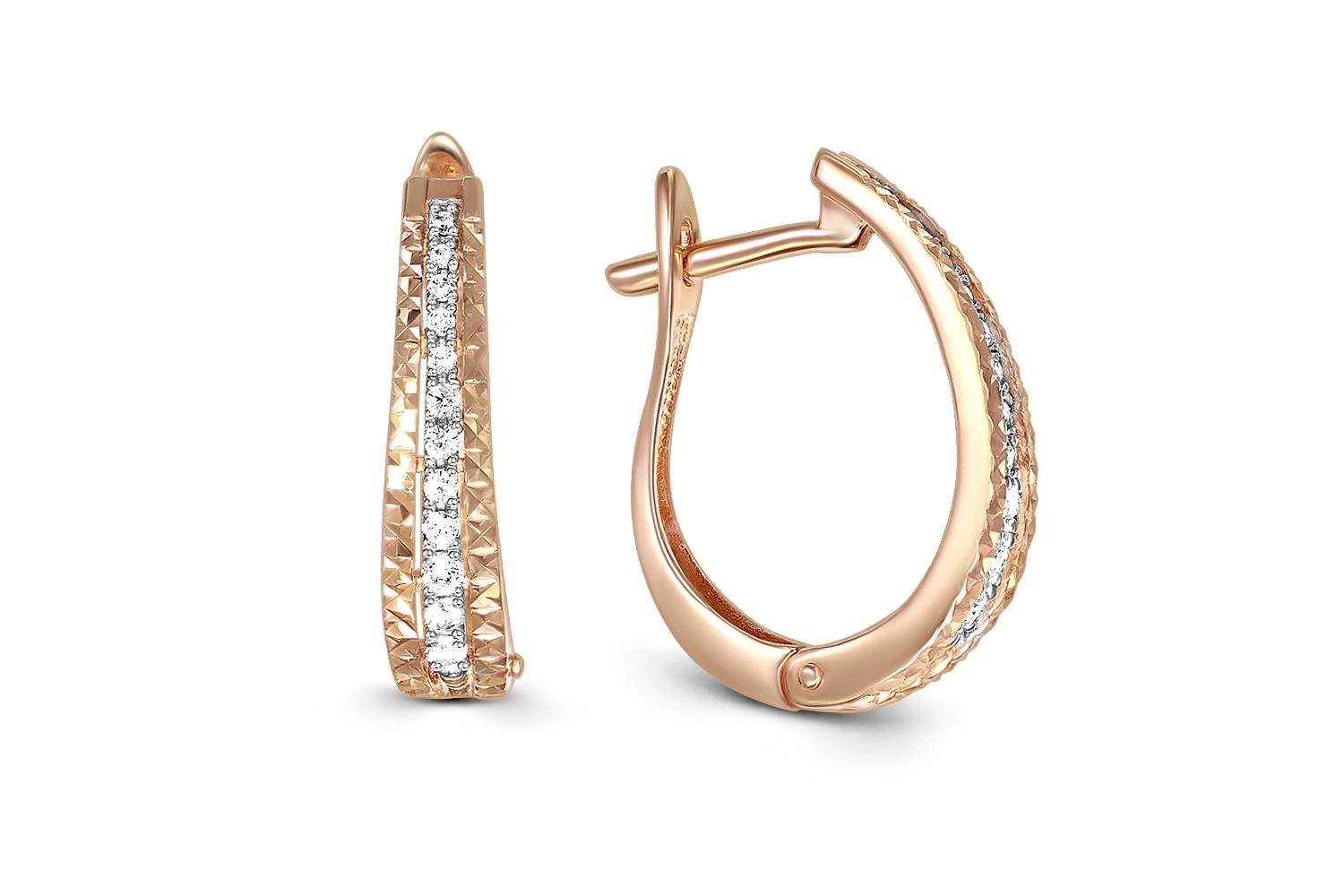 Серьги Дорожки из красного золота с 24 бриллиантами