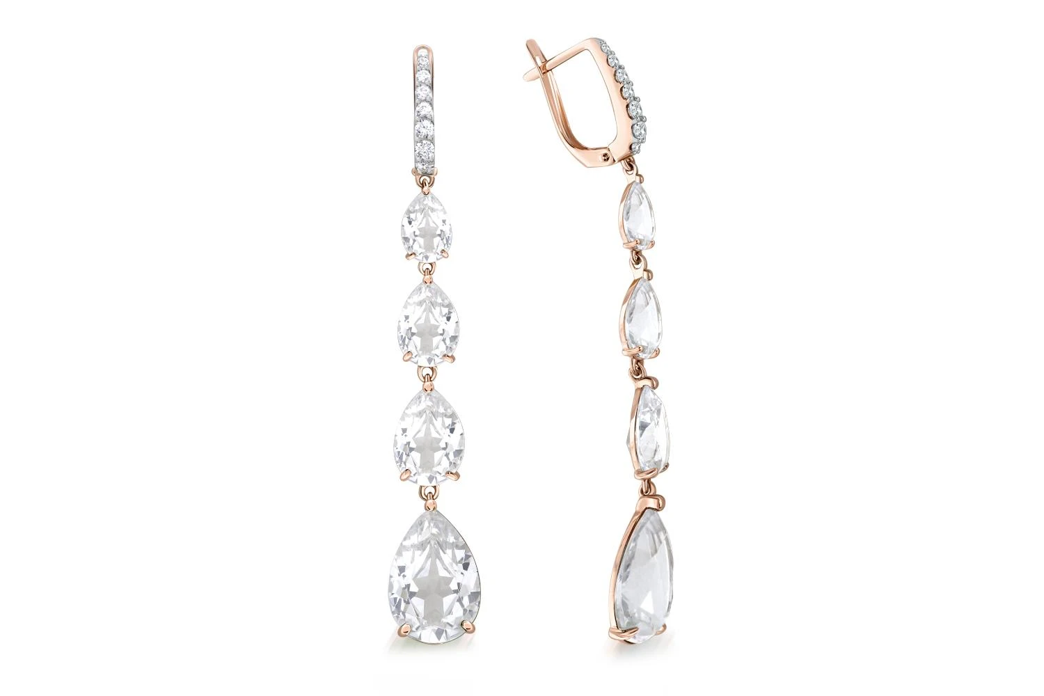 Серьги из красного золота с 22 фианитами