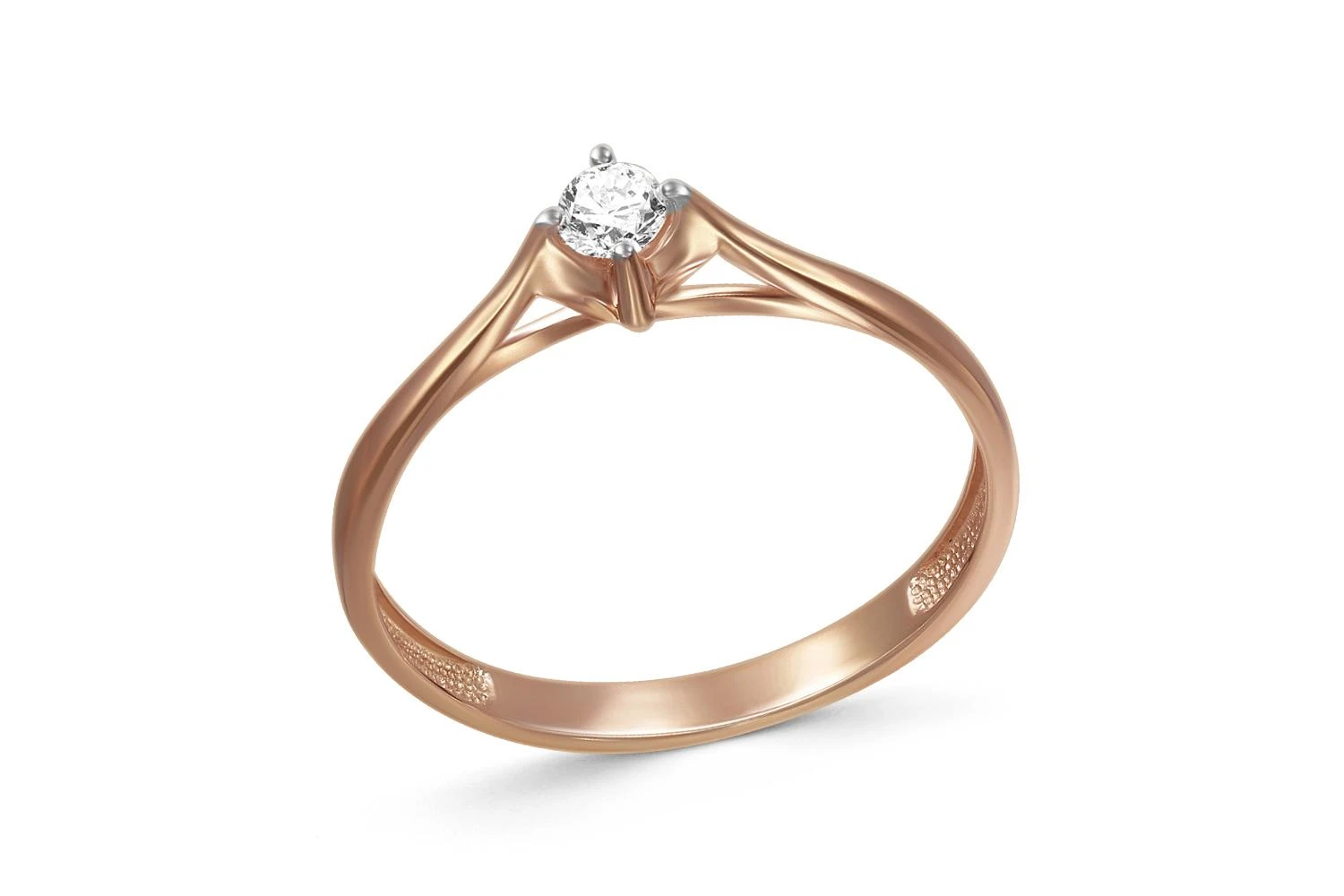 Кольцо помолвочное из красного золота с бриллиантом