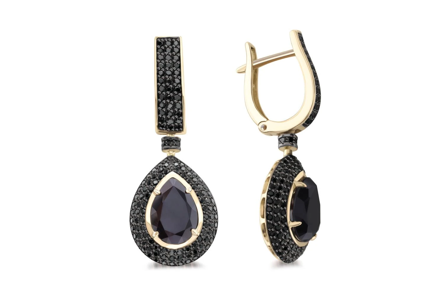 Серьги из жёлтого золота с 2 агатами и 278 фианитами